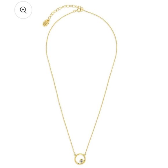 Sterling Silver Circle Pendant Necklace with CZ Stud NWT - Picture 7 of 7